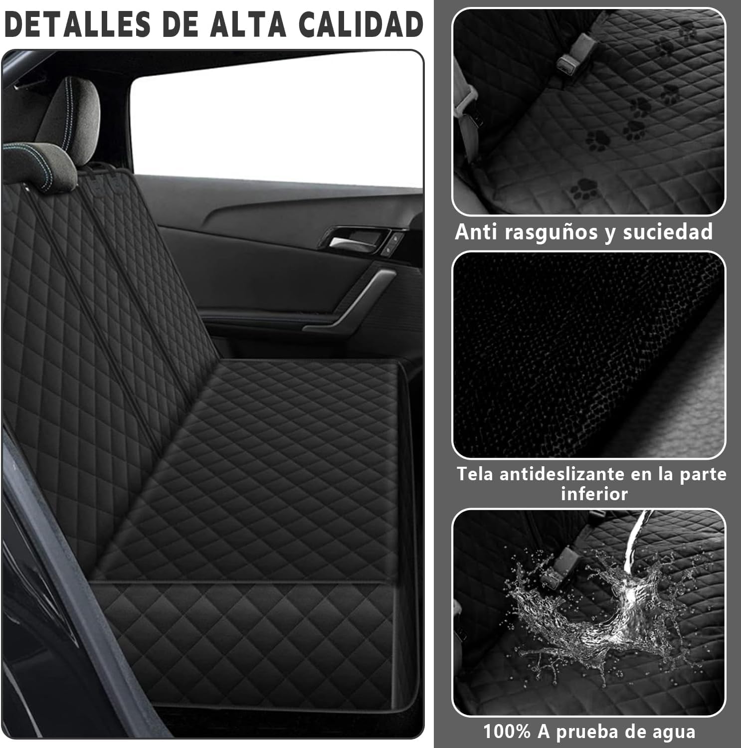 Housse de Siège Auto pour Chien pour Vauxhall Combo 2019-2023 Couverture de Siège Arrière Imperméable Tapis de Protection de Voiture pour Animaux Antidérapant