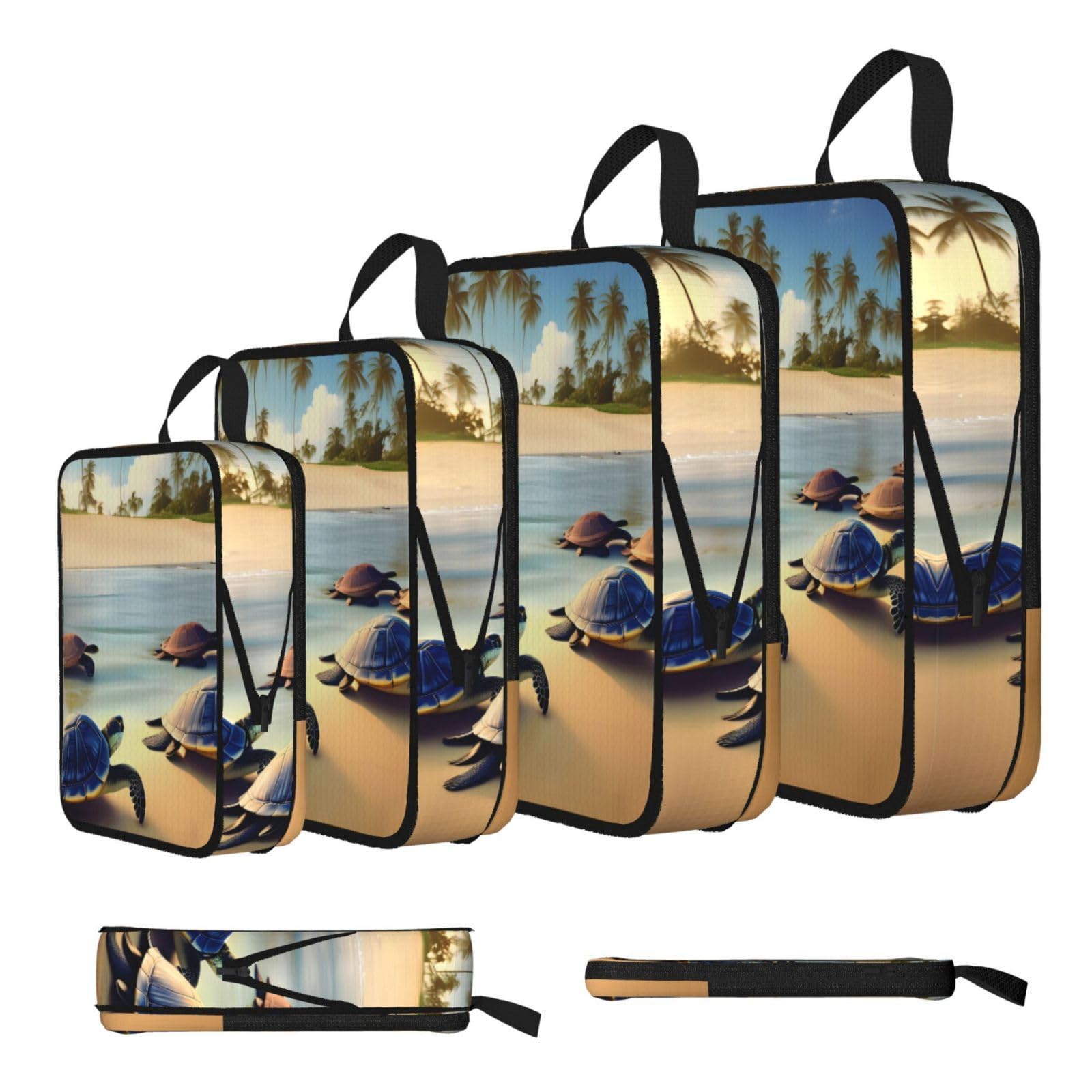 turtles on the beach Compression Packing Cubes 4 Piece Set