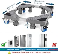 NIUXX Mosógép Állvány 8 Lábbal + 4 Kerékkel - Állítható Alátét Mosógéphez, Hűtőhöz és Szárítógéphez - Csúszásgátló, Rezgéselnyelő (42-66 cm) 2
