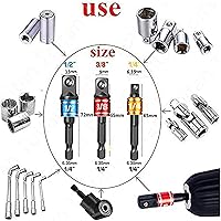 Vista 2 de Juego de Adaptadores de Enchufe de Grado de Impacto – 3 Piezas Extensión Adaptador de Broca de Llave de Enchufe para Atornillador de Impacto 1/4 3/8