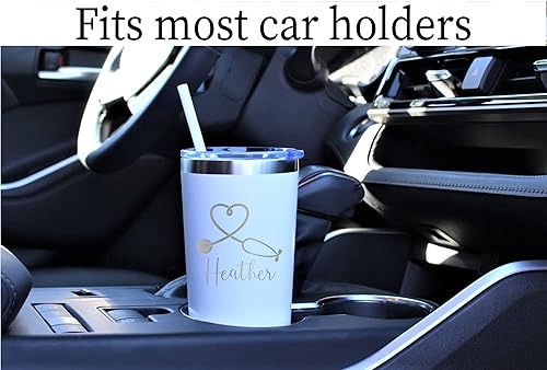 Miniatura 6 de Personalized Nurse Laser Engraved 22 oz - Laser Engraved Tumbler with Straw, Stethoscope, RN, Nurse Gift, Doctor Gift, Nurse Assistant, Heartbeat,