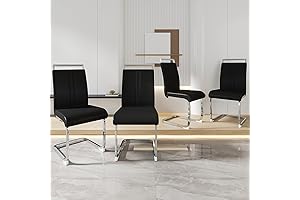 Modern Faux Leather Upholstered 4 Piece Dining Chairs and 1 Table Set