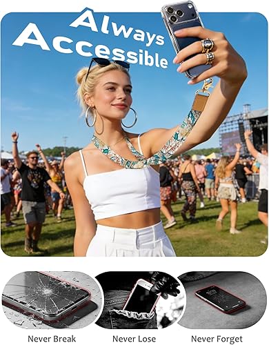 Miniatura 5 de Cordón cruzado para teléfono celular con correa para la muñeca, cordones de tortuga marina para alrededor del cuello, muñequera con correa ajustable