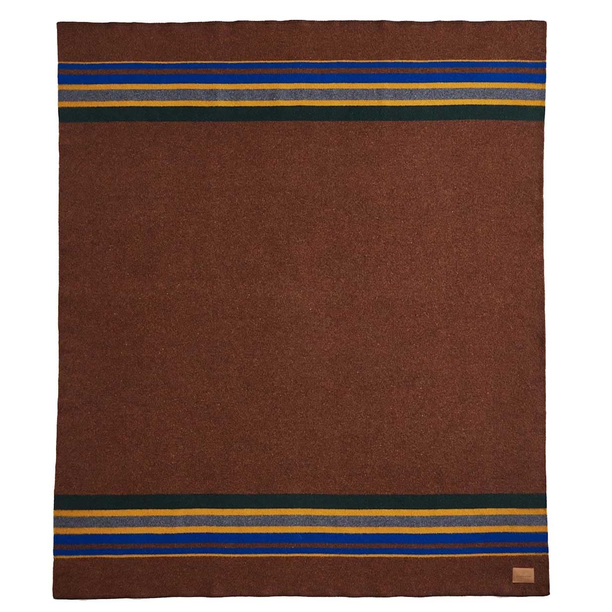PENDLETON Yakima Camp Thick Warm Wool Indoor Outdoor Striped Throw Blanket, Tobacco Queen Size