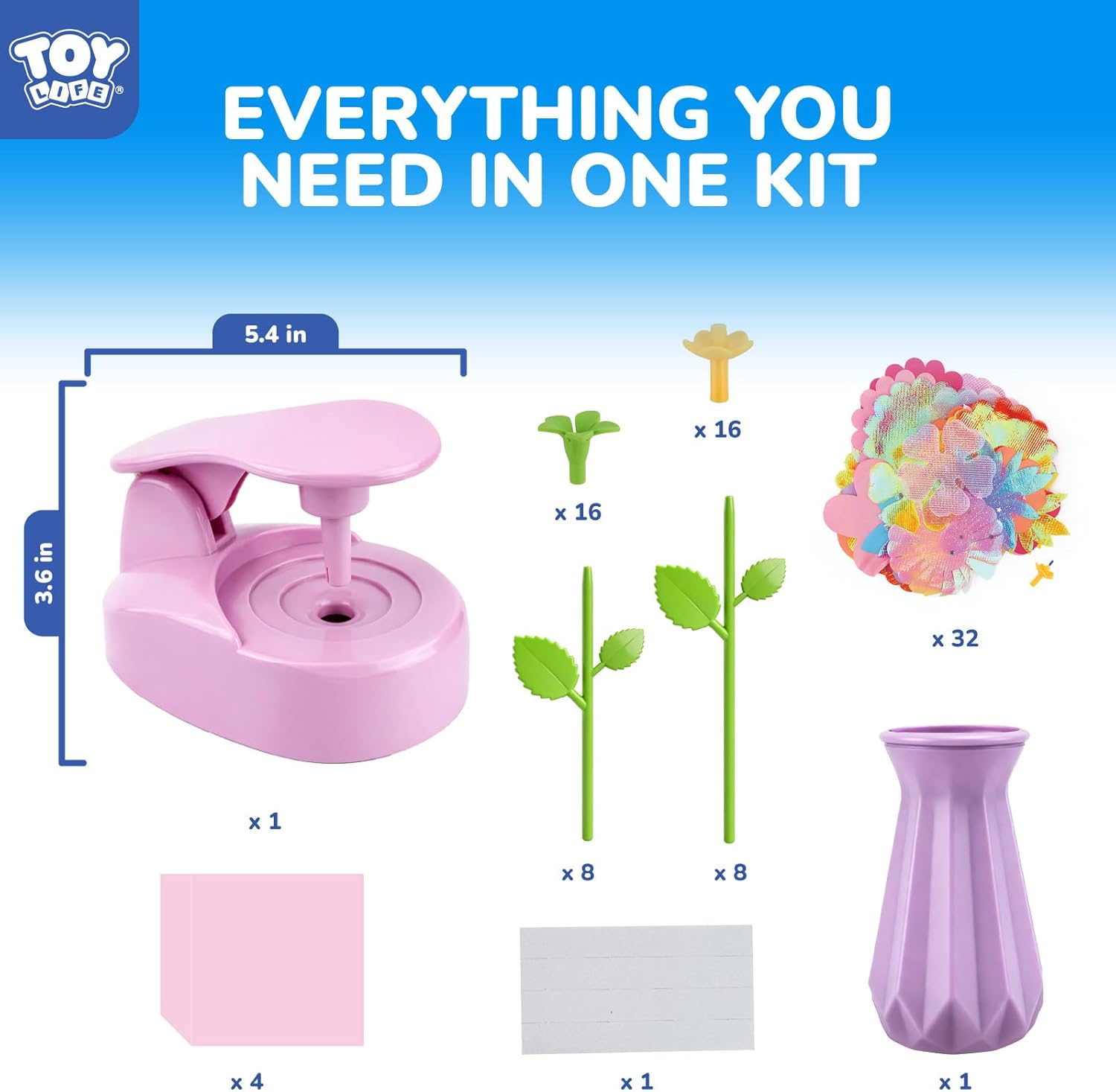 TOY Life Creative DIY Flower Bouquet Kit for Kids 4-12 – Flower Making Kit with Reusable Fabric Flowers – Girls Crafts Ages 4-6, Craft Kits for Kids Ages 4-8, Educational STEM Flower Craft Gift