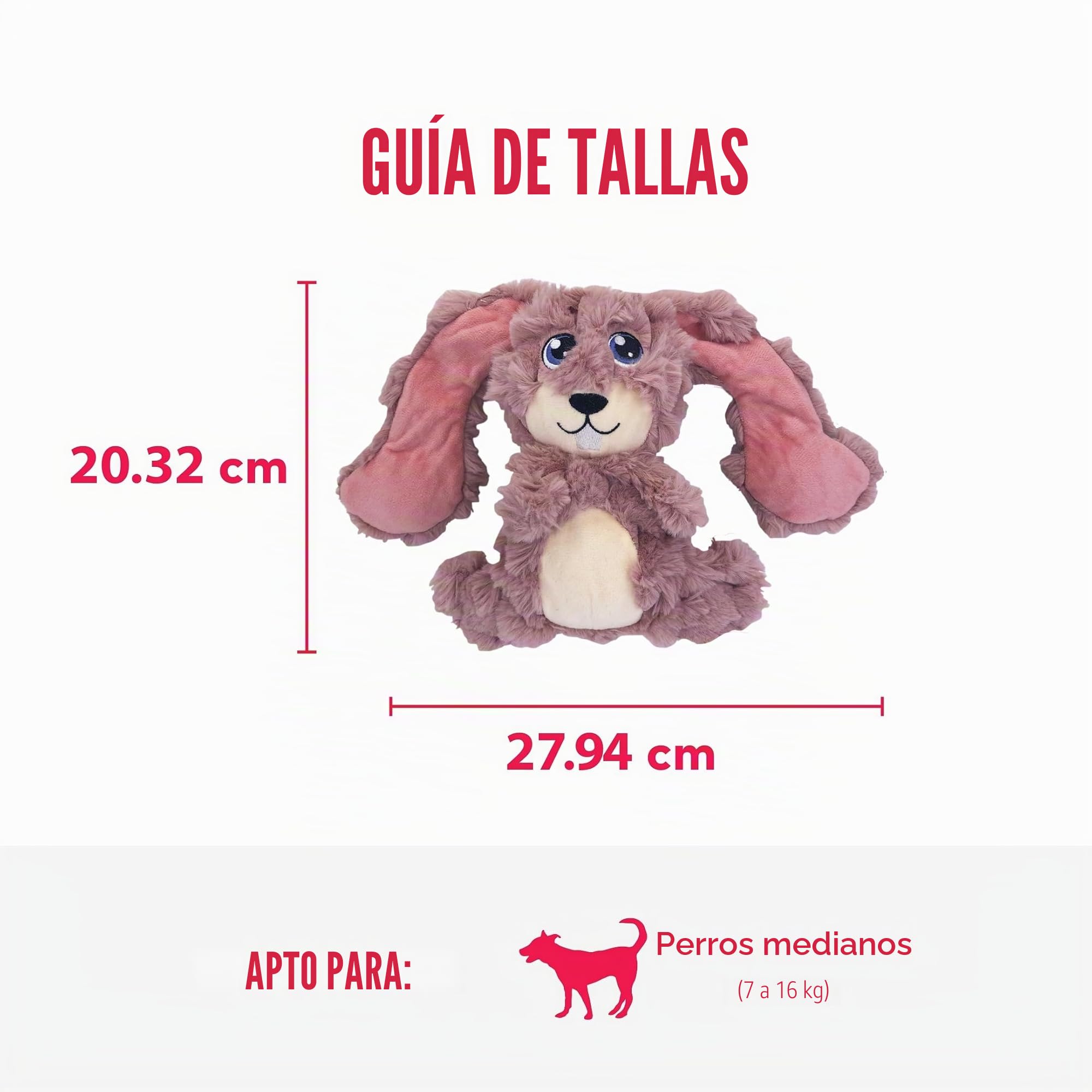 KONG Scrumplez - Juguete chirriante de felpa suave para juegos interactivos, relleno de diversión extra chirriante, duradero y atractivo para perros (conejo rosa)