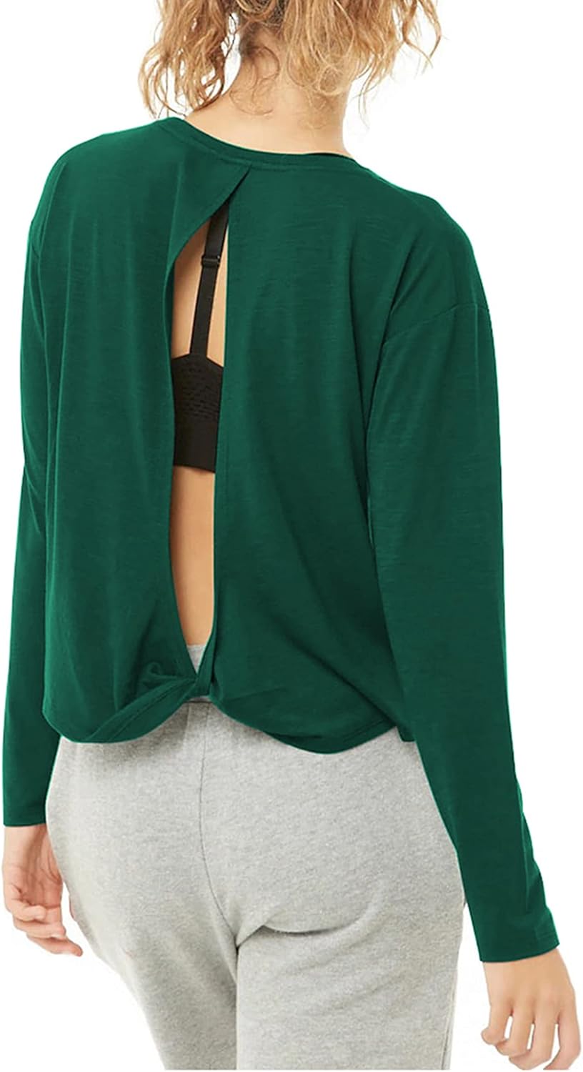 Bestisun Long Sleeve Workout Shirts Yoga Dance Tops Open Back Athletic Clothes for Women - Image 3