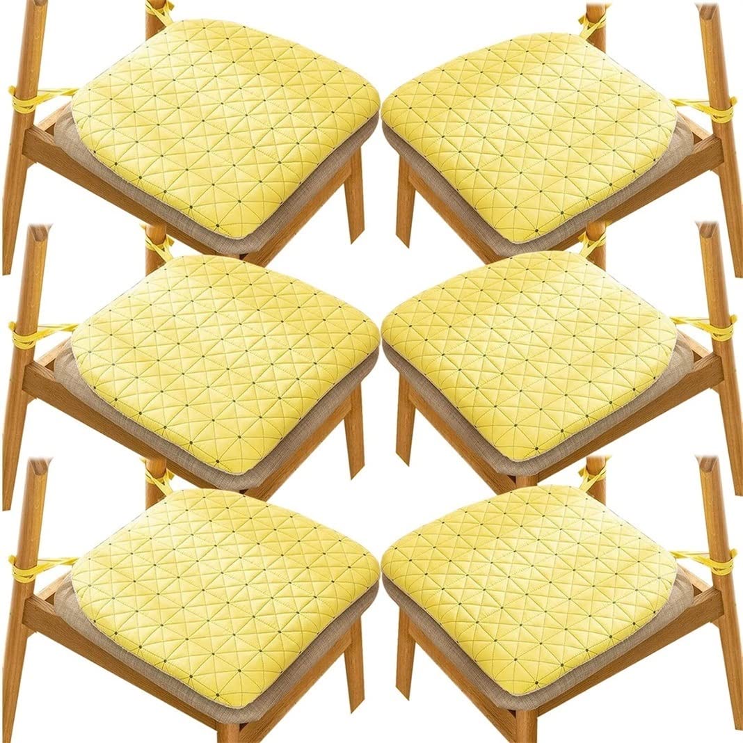 Coussin de chaise de salle à manger lavable (lot de 6) U S avec attaches couleur A