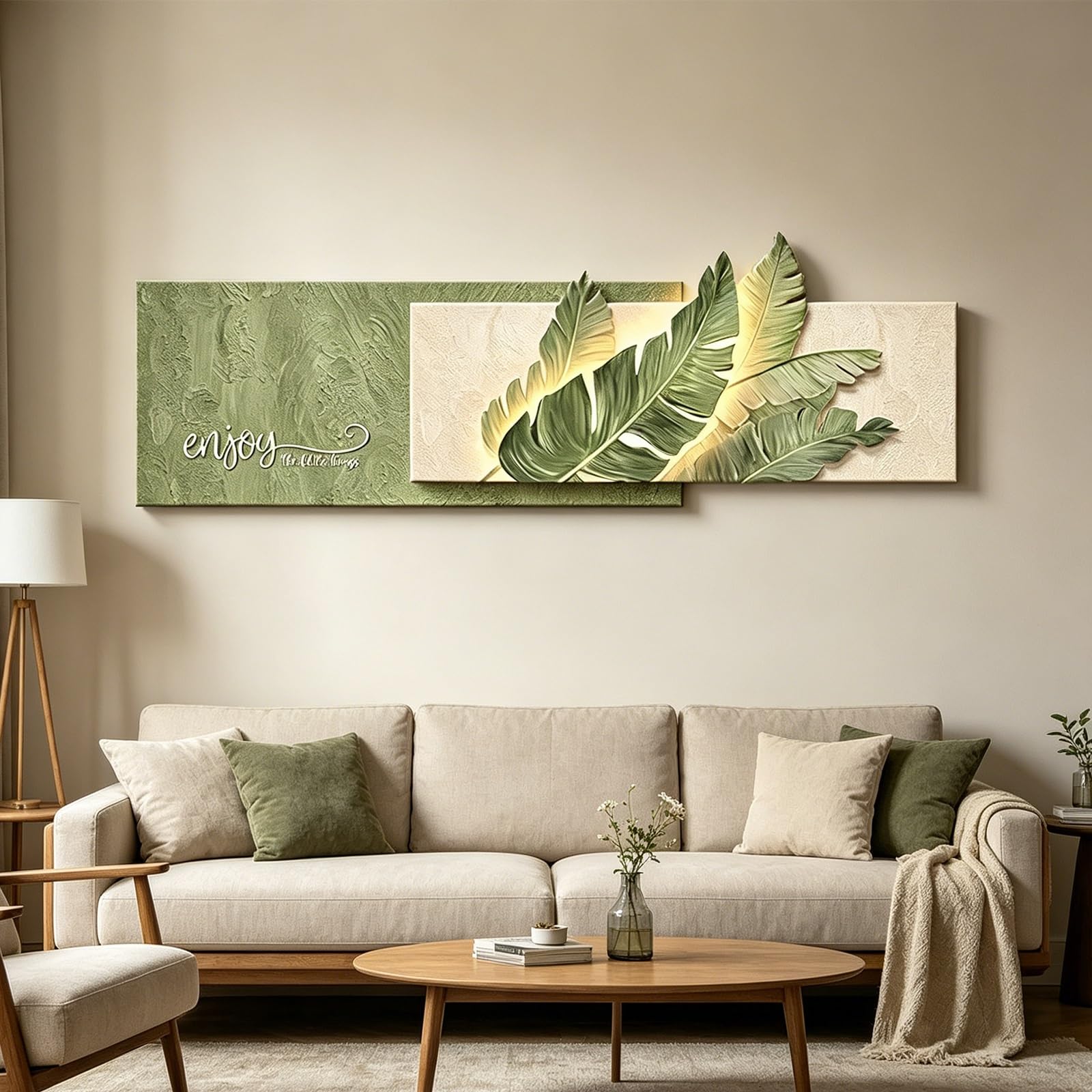 PGZMDTWI 3D Sandstone Handcrafted LED Vase Relief Mural,Log Cream Style Sofa Background Household Wall Ornament(E,240 * 80CM94.5 * 31.5IN)