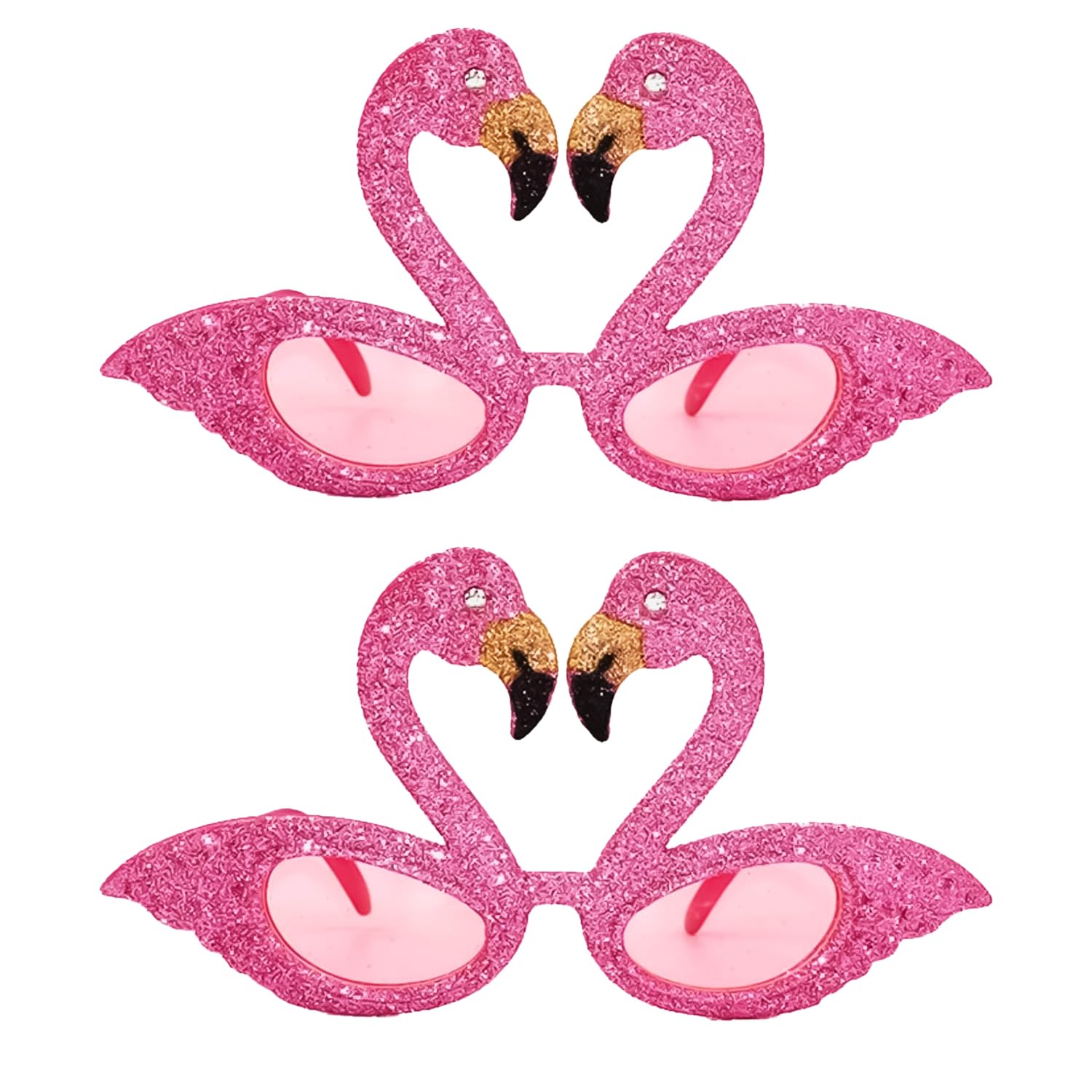 2 Occhiali Da Sole A Tema Fenicottero - Rosa Glitterato - Divertenti Accessori Estivi Per Spiaggia E Feste Hawaiane Per Adulti