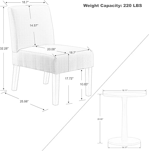 Miniatura 4 de Juego de sillas decorativas tapizadas con mesa a juego, 2 sillas pantuflas, acento decorativo para sala de estar, sala de espera, vestíbulo de