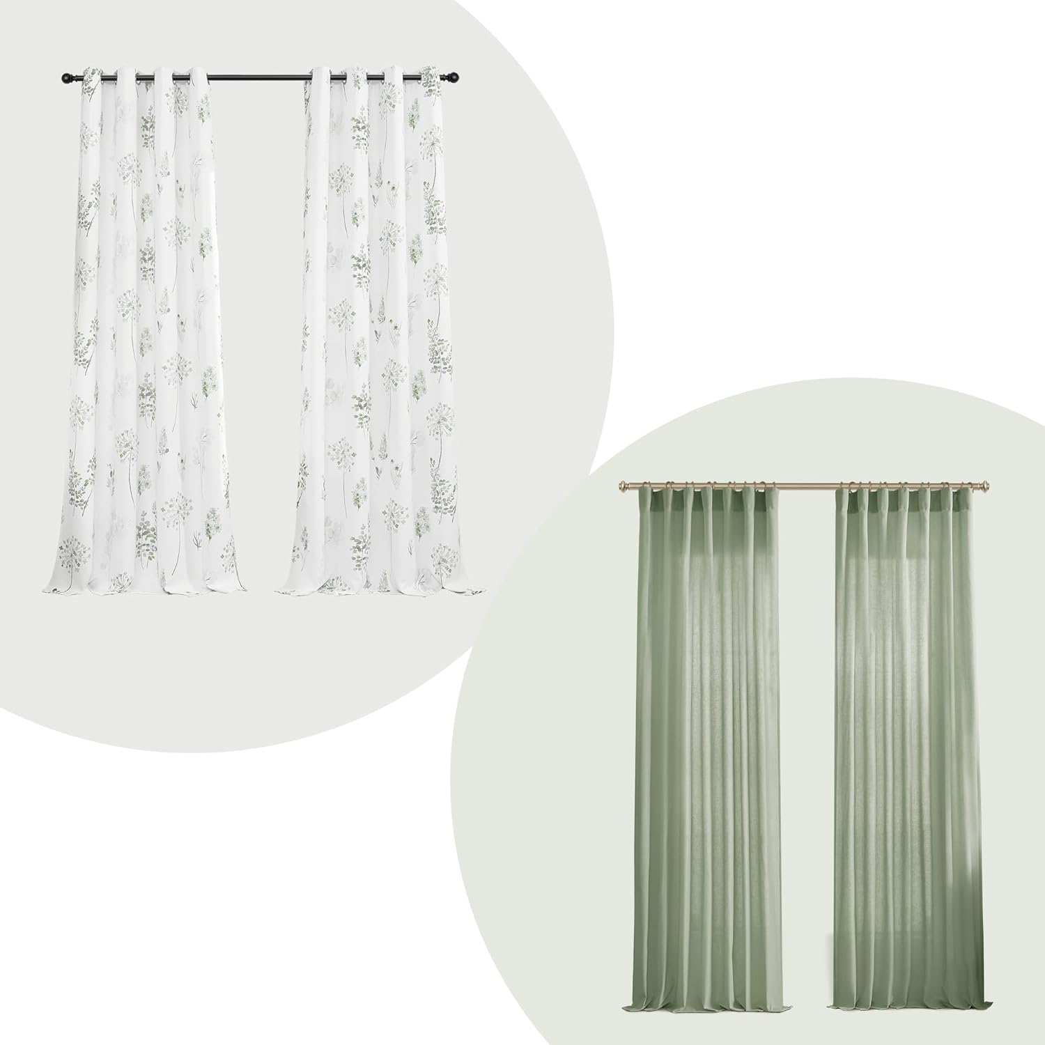 Amazon.com: XTMYI Sage Green Linen Curtains 96 Inch Length Bundle with ...