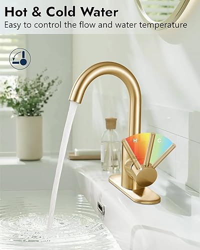 Miniatura 4 de Midanya Grifo de baño de un solo agujero, grifo de fregadero de barra de 1 agujero, adecuado para tocador de cocina, RV, boquilla giratoria de acero