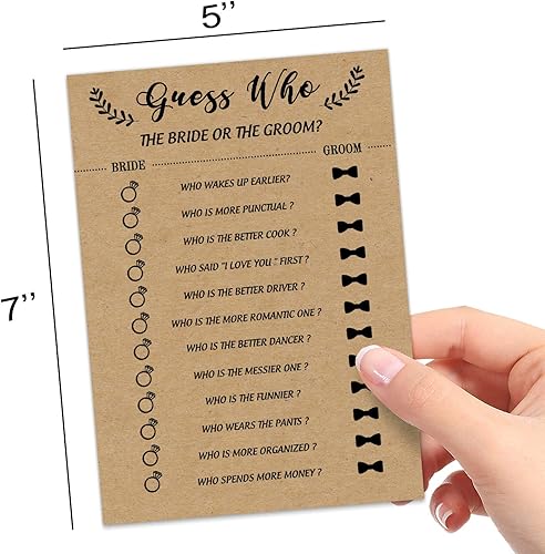 Miniatura 3 de Sirjiera Juego de despedida de soltera, tarjetas de Adivina quién es la novia o el novio para boda, 30 ideas de juegos de fiesta de despedida de