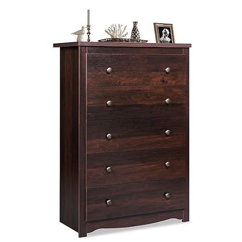 WLIVE Wood Dresser with 5 Drawers, 45" Tall Dresser for
