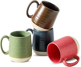 Hasense 15 Ounce Porcelain Coffee Mugs Set of 4 with Large Handle Perfec...