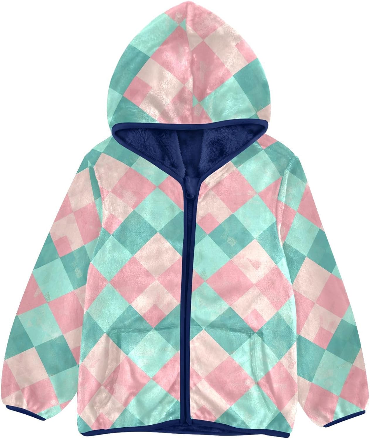 Checkered Pastel Green Toddler Winter Jackets Children Plush Outerwear Navy Blue Trendy Baby Boys Clothes chamarra