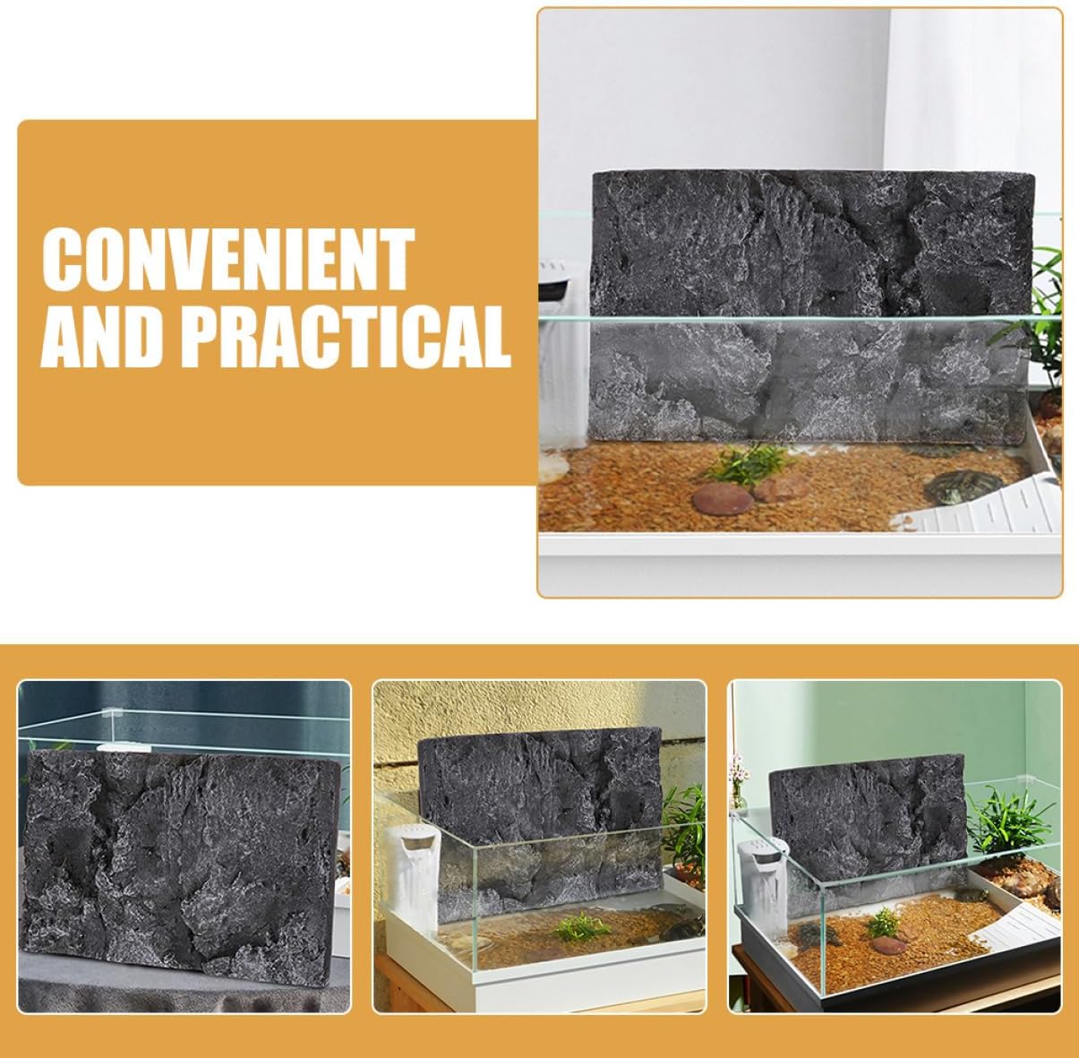 2pcs Stone Texture Aquarium Background for Fish Tanks Reptile Terrarium Decor Lightweight Pu Material Visual Depth and Design