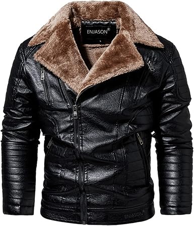 Amazon.com: Chaquetas de cuero grueso para hombre, para invierno, otoño,  hombre, a la moda, chaqueta de motociclismo, cuello de piel sintética,  resistente al viento, abrigo cálido : Ropa, Zapatos y Joyería