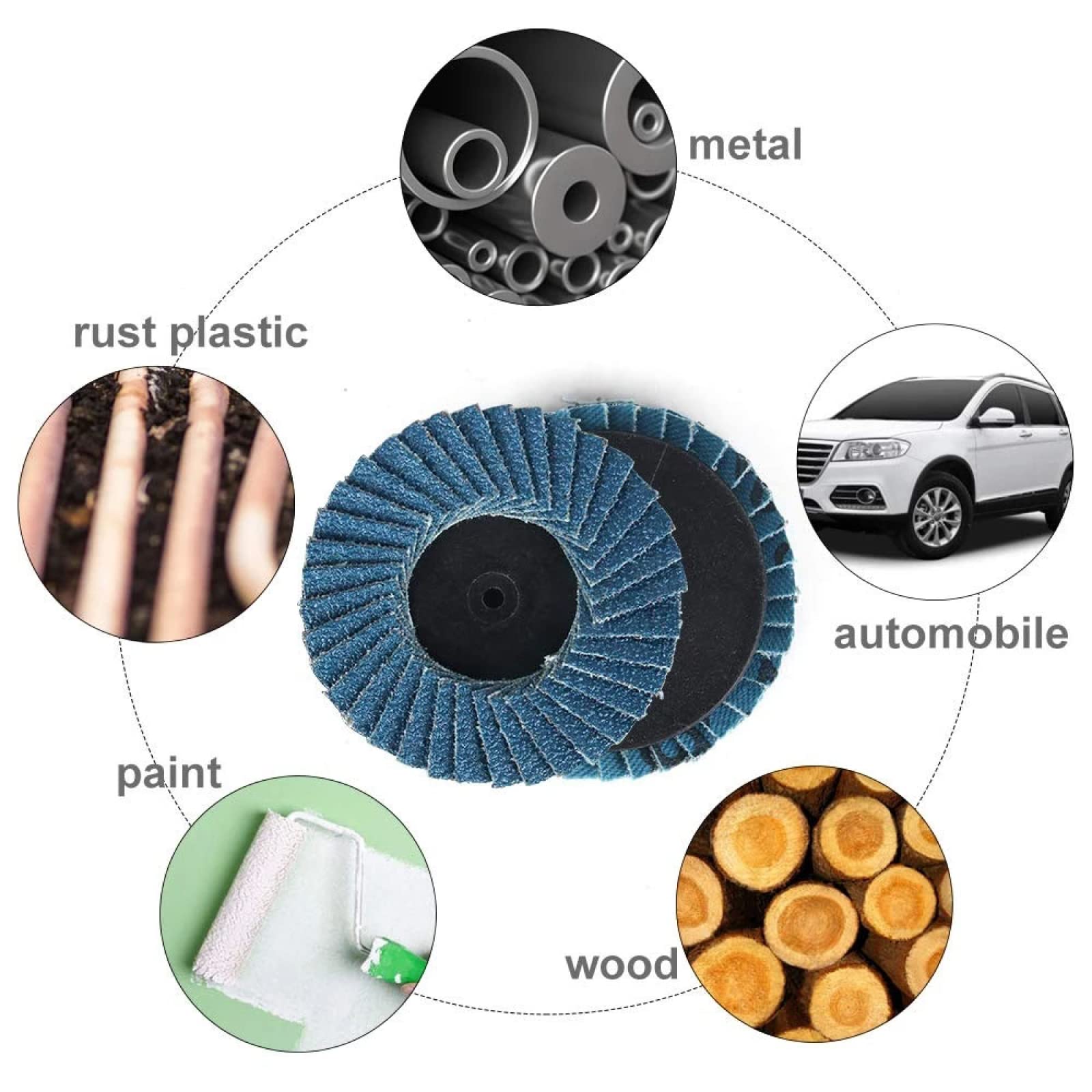 Tarcze listkowe do szlifierek kątowych, 3" Płaskie ściernice szlifierskie Zirconia Alumina Roll Lock Tarcze ścierne 80 Grit Typ listkowy Tarcza ścierna Do drewna Metalu Plastiku