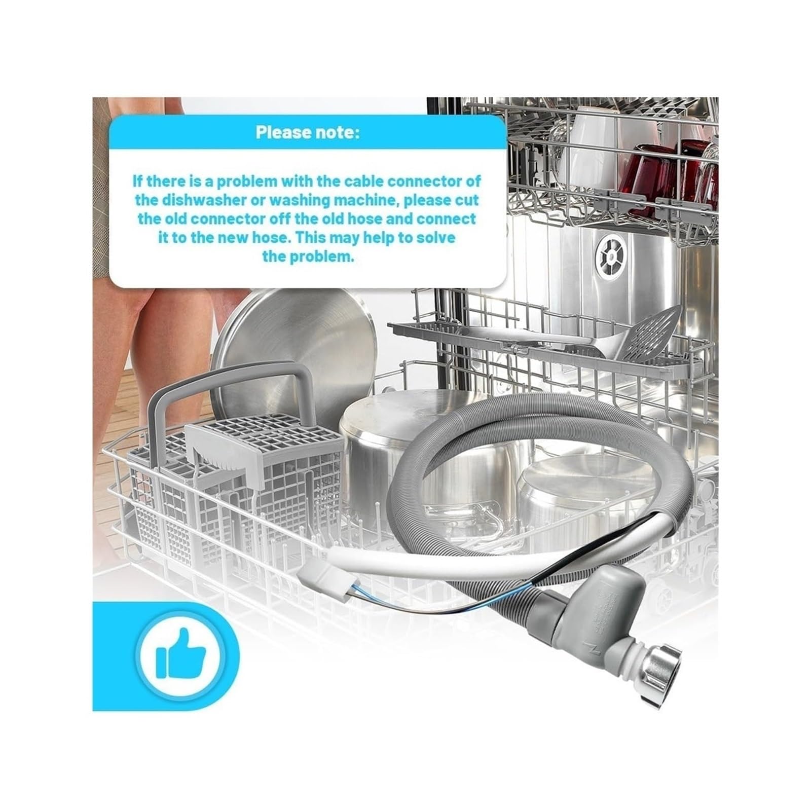 Manguera De Entrada Aquastop De 1,85 M A78E, Tope De Agua De 3/4 Pulgadas, Compatible Con Tubo De Llenado Universal, Lavavajillas Y Lavadora