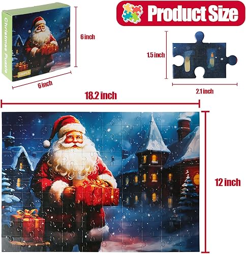 Miniatura 2 de Rompecabezas de Navidad de 100 piezas para niños de 3 a 5 4 a 8 a 10 años, rompecabezas educativos para niños y niñas de 3, 4, 5, 6 años, (18 x 12