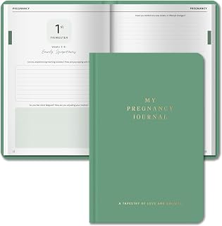 Diario de embarazo y libro de recuerdos para bebé, color verde turquesa