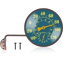 6 Inch Outdoor Thermometer and Humidity Gauge, Brass Analog Dial | Window Thermometer for Outside Temperature & Humidity Monitor, Battery Free for Patio Garage Greenhouse Garden Wall