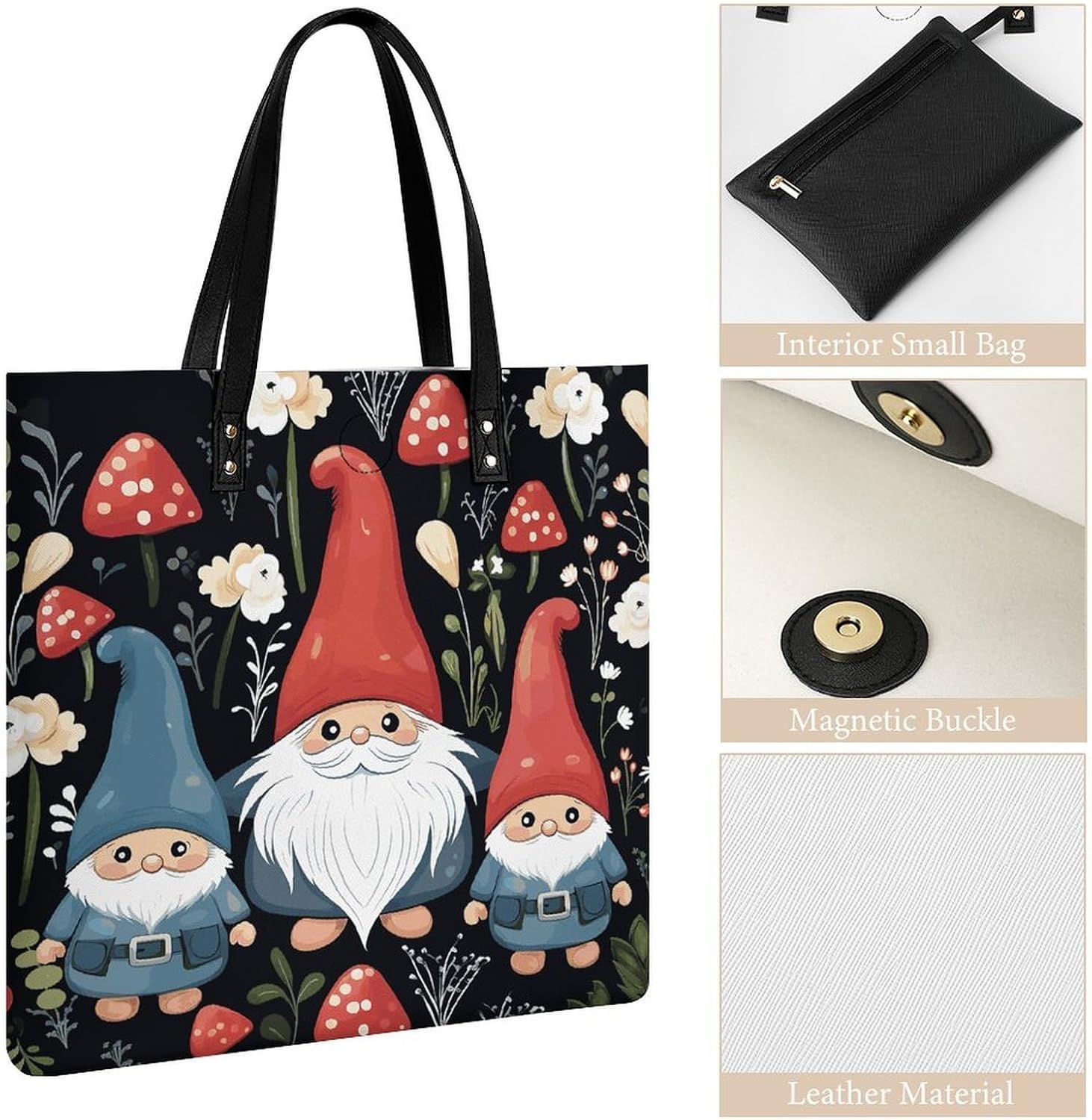 Cute Gnomes Handbags Large Capacity, Tote Bag Stylish Slouchy, Shoulder Bags for Work Beach Travel And Shopping Grocery.