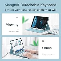 Vista 3 de Funda para iPad Air 13 (M3 2025/M2 2024)/iPad Pro 12.9 2022/2021/2020 con teclado, teclas redondas, imán desmontable, Bluetooth, funda para teclado