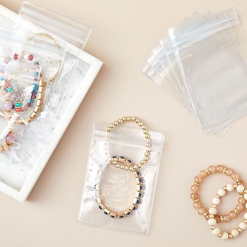 Miniatura 2 de Stockroom Plus Paquete de 100 bolsas de plástico transparente para joyas, aretes, collares, mini bolsas resellables para pequeñas empresas (3.5 x