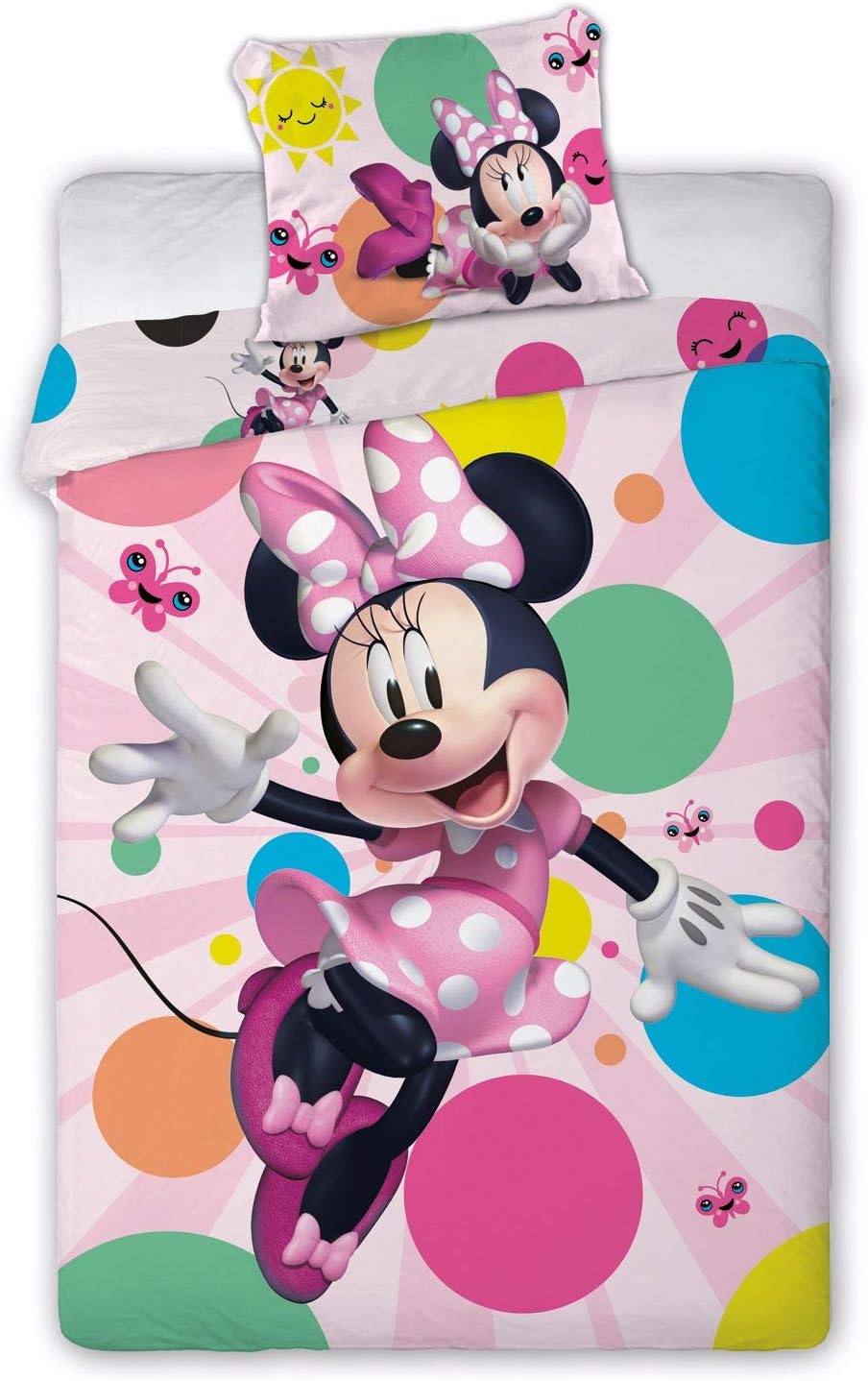 Faro Textiles Minnie Mouse Dotty - Juego de funda nórdica para cama individual, tamaño europeo, 100% algodón