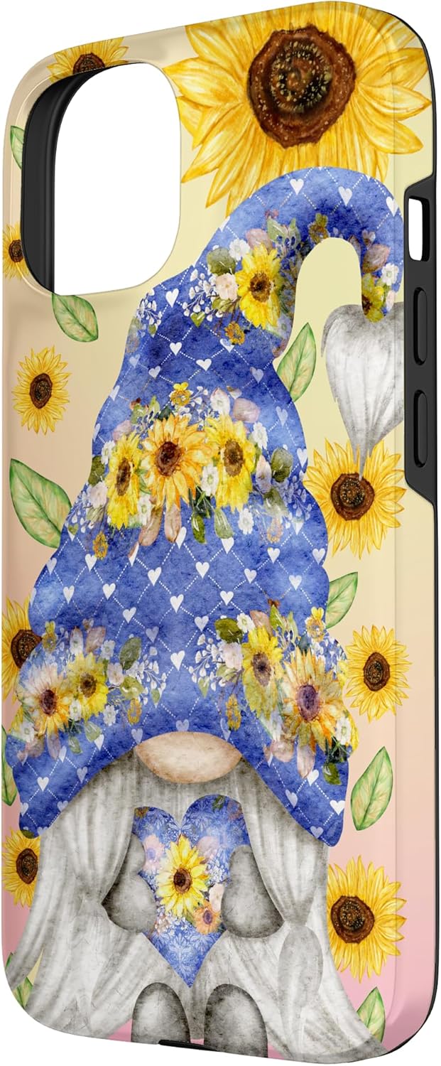 Unique Sunflower Gnome Mom With Cute Sunflowers Pattern Case for iPhone 15