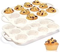 CAKETIME Silicone Muffin Pans with Metal Reinforced Frame - Nonstick 12-Cup 2.8" Regular Size, Dishwasher Safe BPA-Free 2 Pack for Muffins, Cupcakes, Egg Bites
