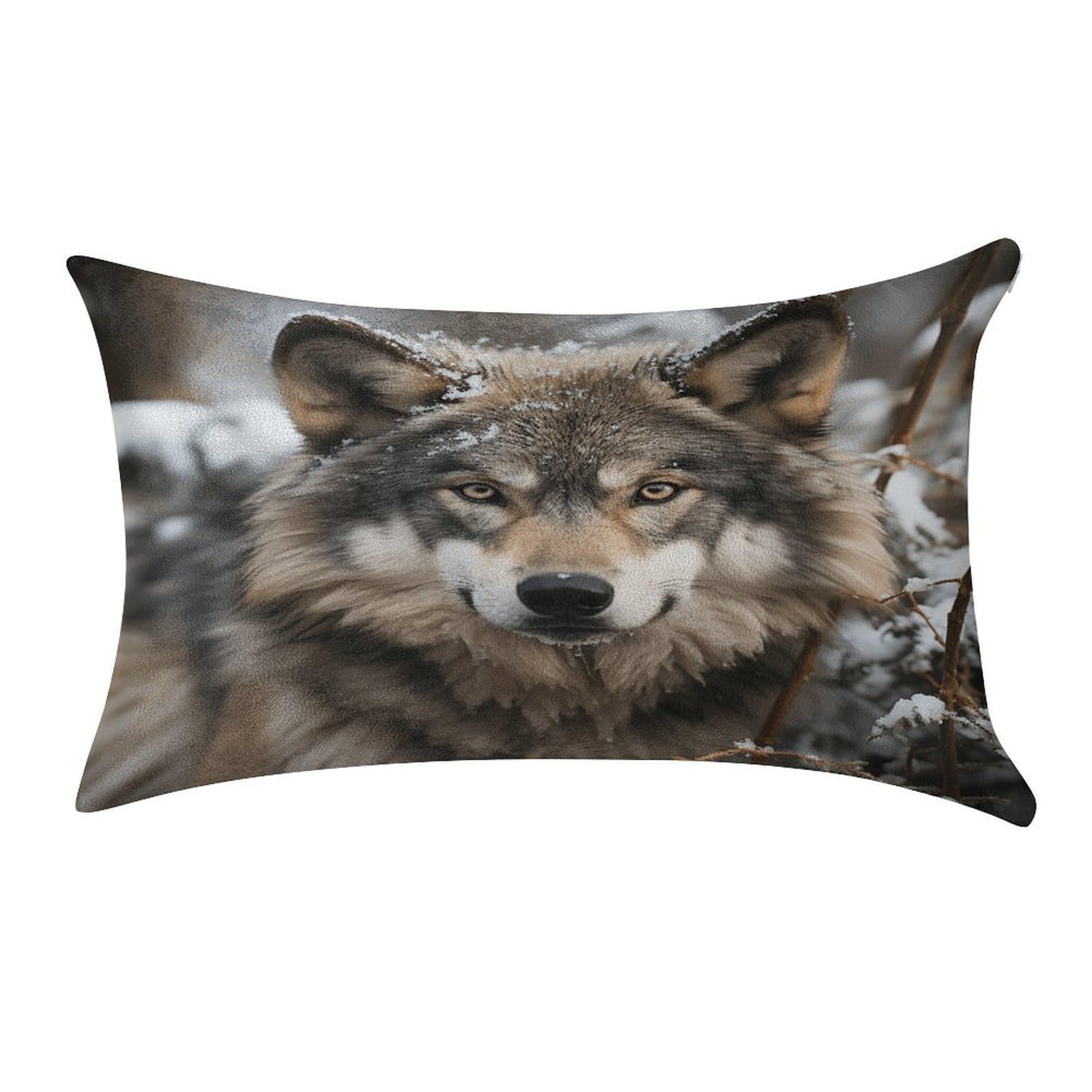 VstaDank Lmage of Wolf in The Snow Pillow Covers Rectangular Cushion Case Cozy Decorative Throw Pillowcase Luxury Lumbar Pillow Shells with Zipper Soft Velvet Pillows Shams 12 X 20 in