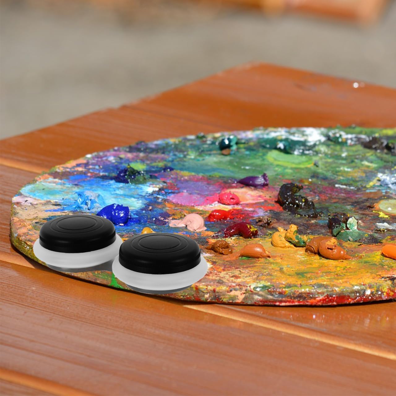 Double Palette Cup with Lid for Oil Painting 4.33X2.08X0.78In Portable Paint Mixing Palette and Brush Washer Professional Artist Supplies