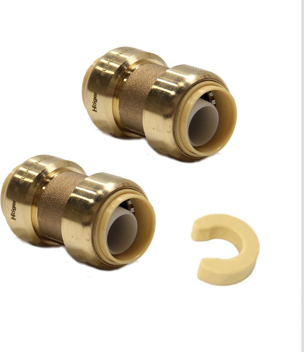 EFIELD 3/4 Inch Straight Coupling Push-Fit Fitting to Connect Pex, Copper, CPVC with a Disconnect Clip (Pack of 2)