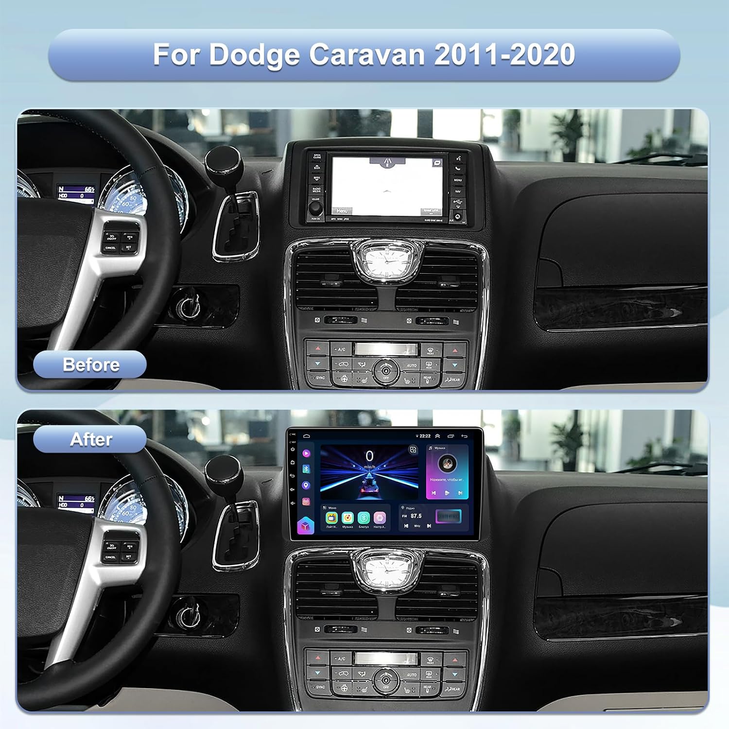 5GWiFi Upgrade Car Stereo Radio for Dodge Grand Caravan 2011-2020 Chrysler Town & Country 2013-2016 - Wireless Carplay and Android Auto GPS Navigation - 4GB+32GB 9.2 inch Touchscreen Bluetooth RDS FM