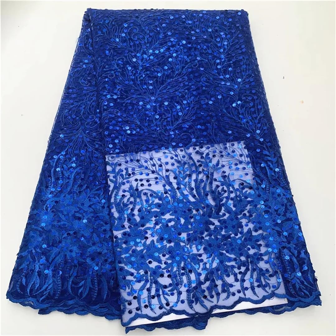 Tessuto di Pizzo di Organza Africano da Donna con Paillettes for Abiti da Sposa e da Festa Tessuto di Pizzo a Rete di qualità Premium da 5 Metri(Same as Picture5)