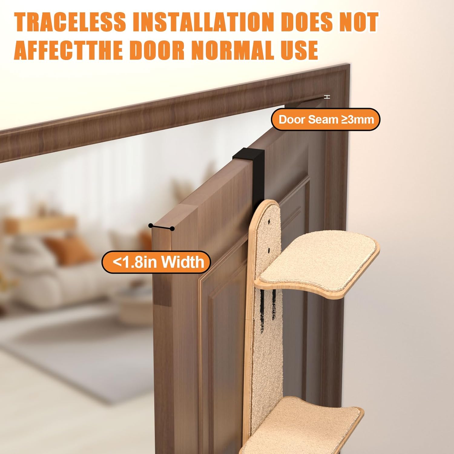 Door Hanging Cat Shelf, Multi Level Door Hanging Cat Tree, 4-Levels Over The Door Cat Tree, Vertical Space for Cats Door Hanging for Indoor Cats (1, Style)