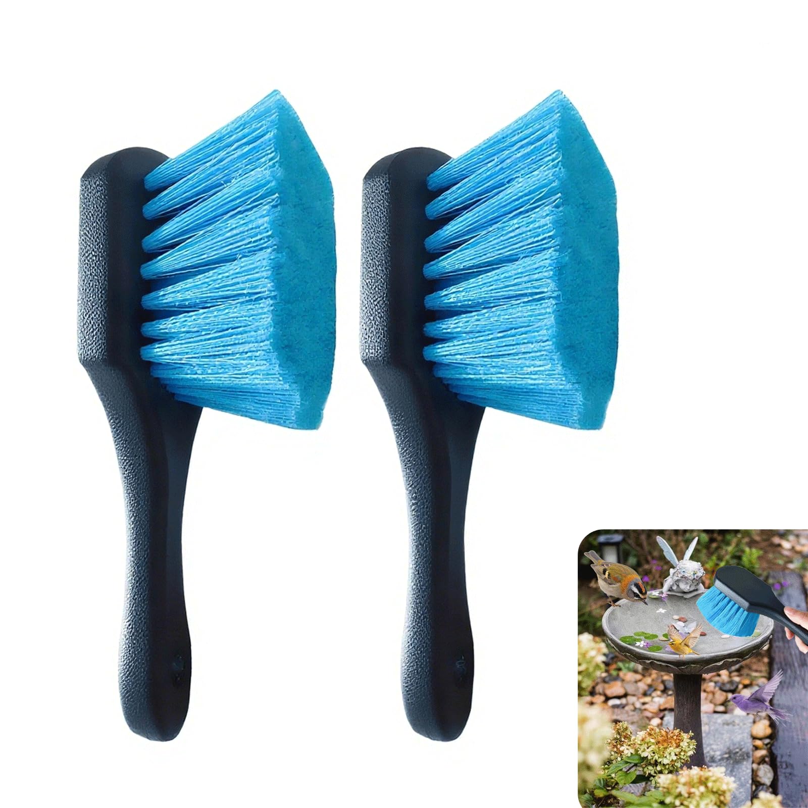 2 Pcs Bird Bath Brushes?Bathtub Cleaning Brush?Hummingbird Feeder Cleaning Brushes?Fountain Cleaner Safe for Birds and Cage?Concrete Bird Baths for Outdoors (Soft Brush with Big Brushing Surface)