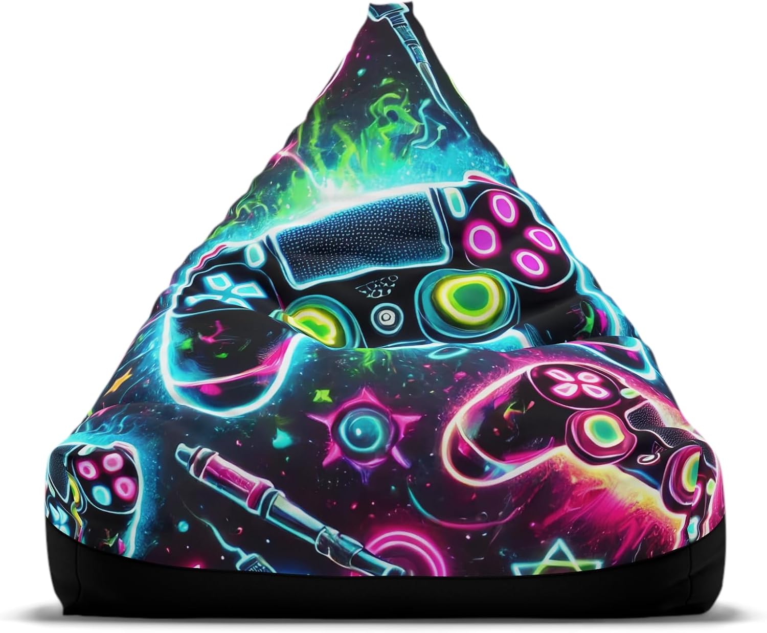 Gaming Bean Bag Chair Cover - Colorful Controller Design, Fun Room Decor