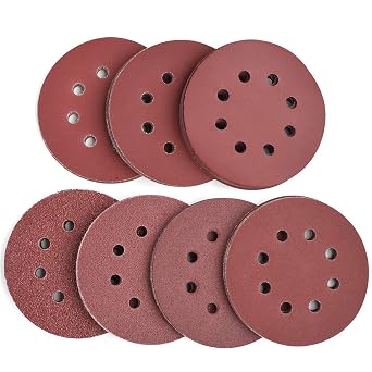 5-Inch 8-Hole Hook & Loop Sanding Discs 40-400 Mixed Grits, 105-Pack | 40 80 120 180 240 320 400 Assorted Grits Sandpaper, 5" Random Orbital Sanding Paper for Automotive and Woodworking