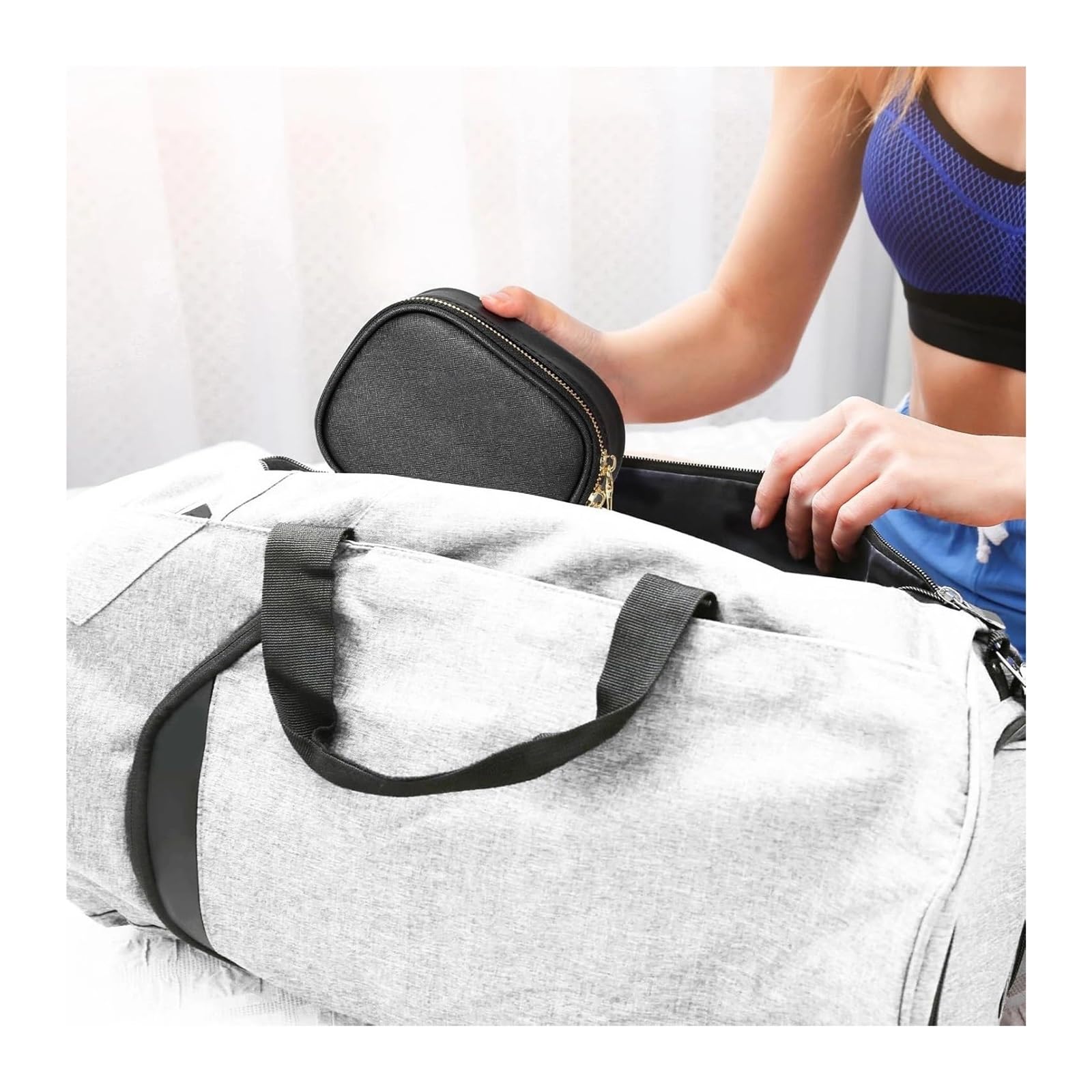 Bolsa Maquillaje Mini Neceser de Maquillaje con Espejo, pequeño Organizador de cosméticos de Viaje, 3 Luces de Brillo Ajustable, artículos de tocador de Tren portátil