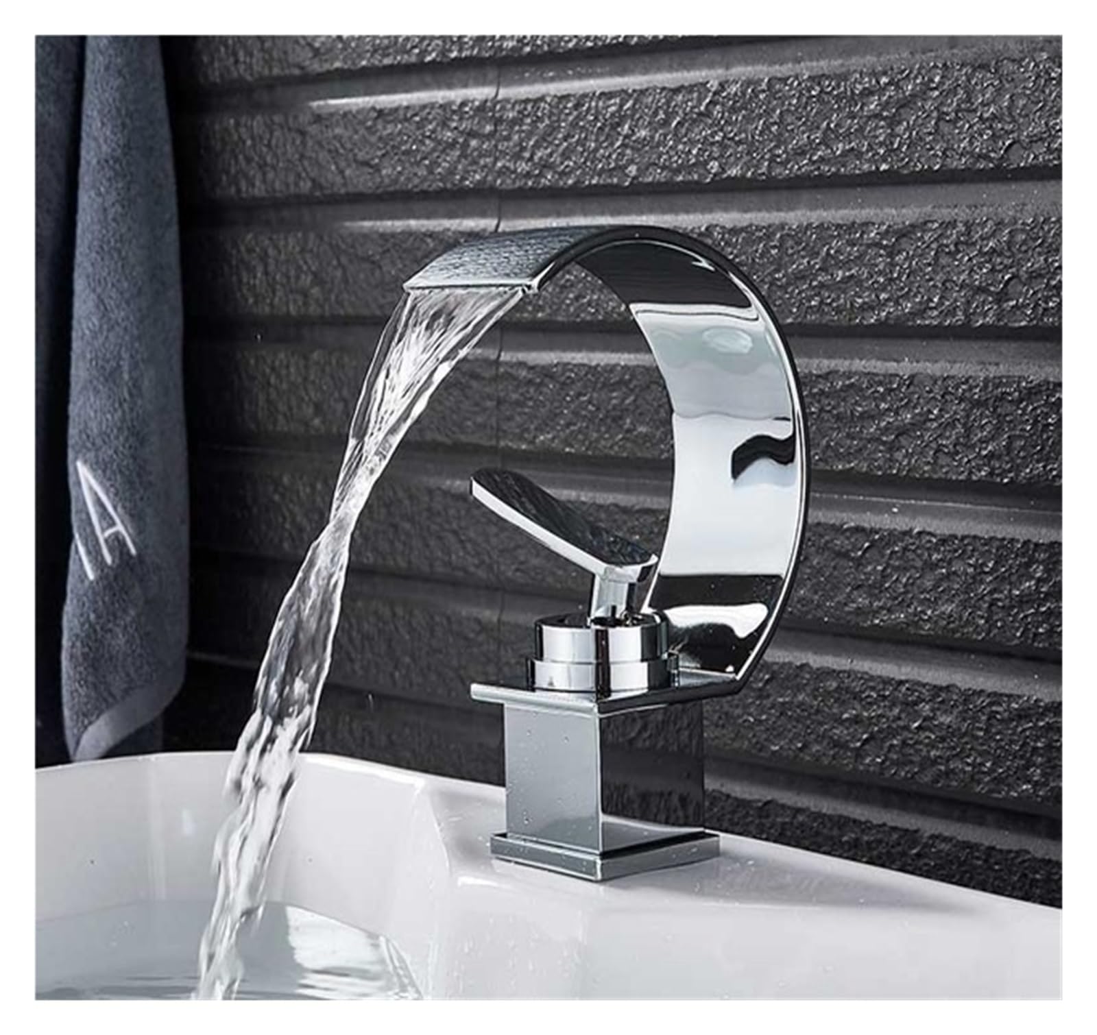 Mélangeur de lavabo cascade en cuivre chrome robinet double poignée