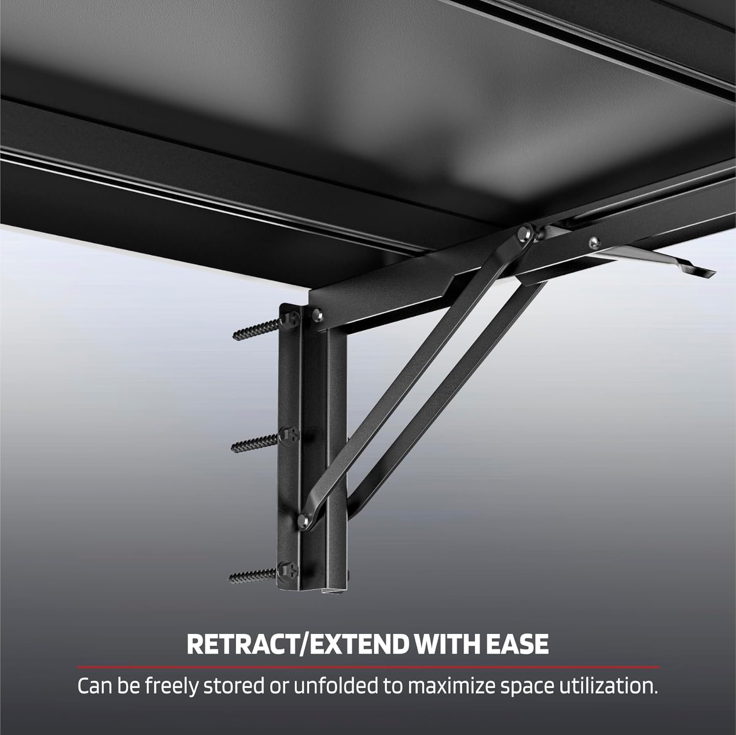 1.2x3FT Adjustable Garage Shelf Wall Mounted Fold Down Shelf Metal Heavy Duty Black 2Pack