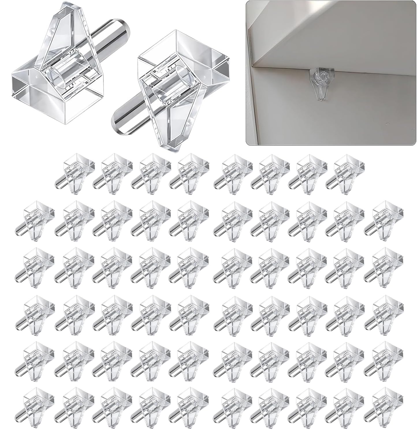 30Pcs Clear Shelf Support Pegs, 5mm Plastic Cabinet Shelf Pins, Transparent Shelf Holder Pins for Kitchen Cabinet, Closet, Bookshelf, Cupboard, Furniture Shelving (Clear-30Pcs, 5mm) — Amazon image 7