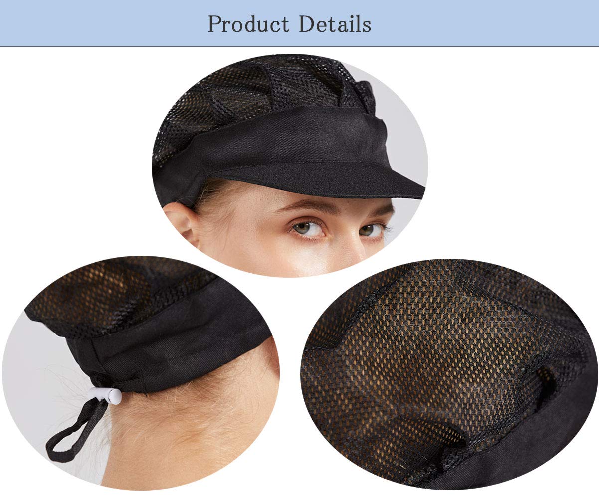 Nanxson 3 Uds Gorro de Chef Unisex Elástico para Cocinero de Cocina y Servicio de Alimentos - Red para el Cabello CF9061