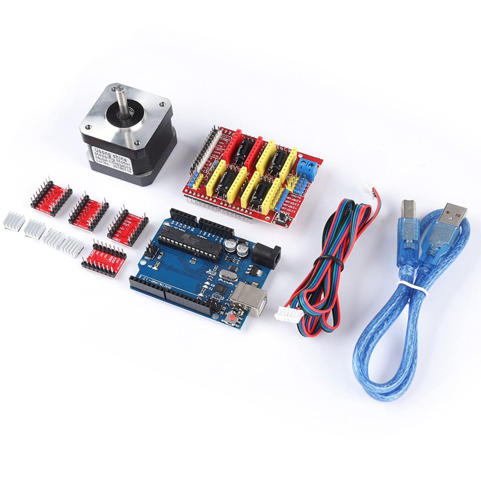 Yctze Para Kits de Controlador Quimat CNC Shield con Motor Paso a Paso Nema 17 y Controlador Para Impresoras 3D
