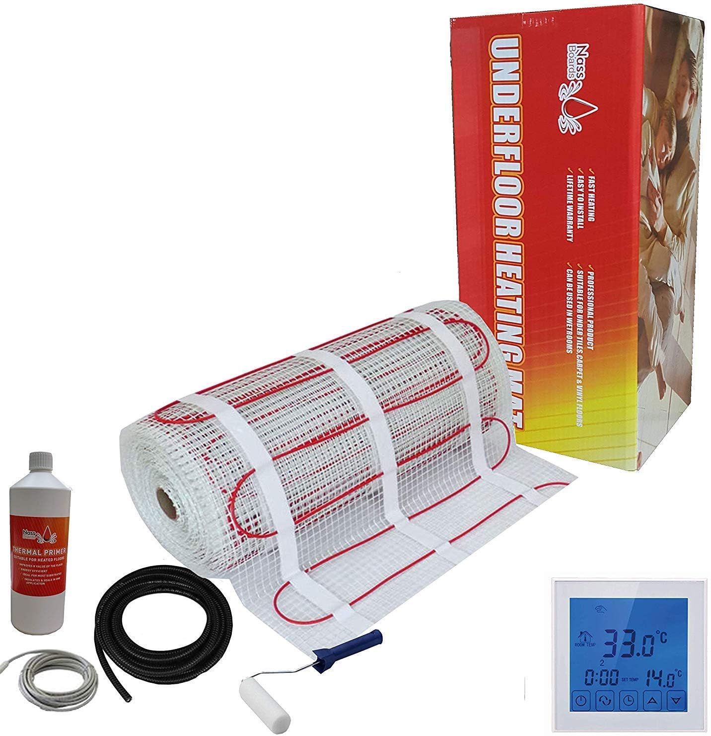 Electric Underfloor Heating kit 150w - 10.0m2 - White Touch Thermostat
